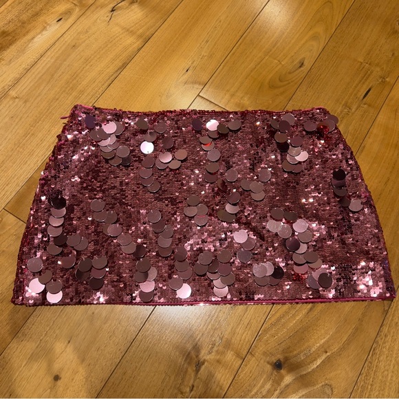 Danielle Guizio Low Rise Paillette Skirt - Pink - Picture 6 of 11